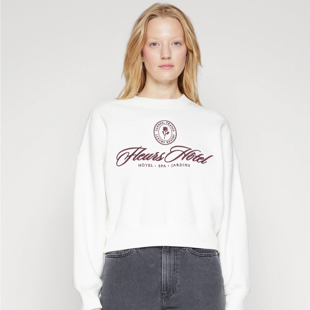 White Abercrombie and Fitch Soft A&F collection sweater.